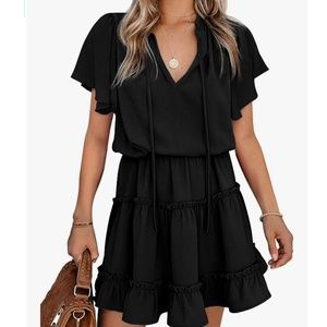 Black Chiffon Ruffle Dress